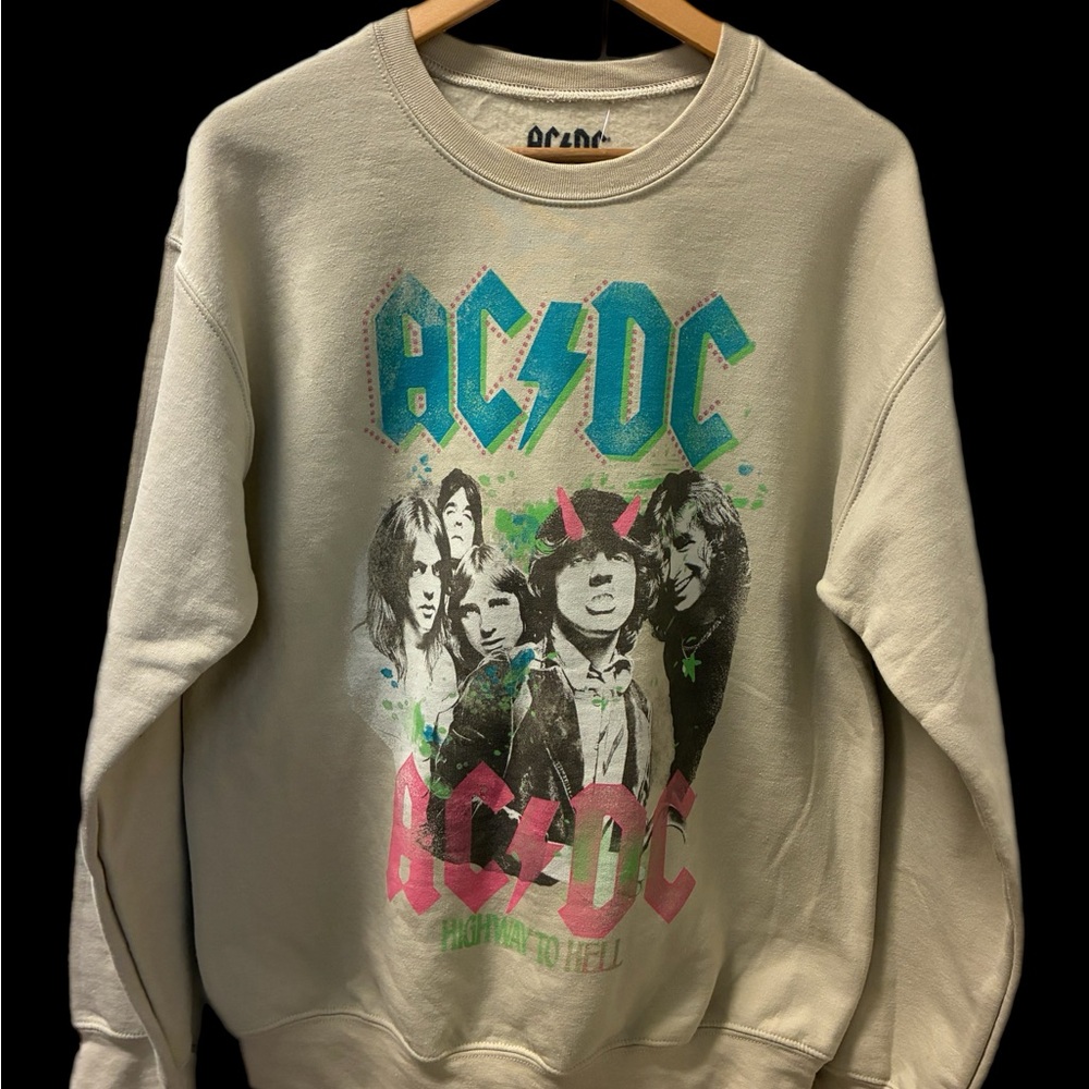 AC/DC Cream Graphic Crewneck Sweater